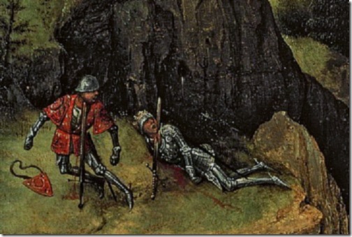 DETAIL: The Suicide of Saul (or “The Suicide of Saul in the Battle of Mount Gilboa against the Philistines”), 1562, Pieter Bruegel the Elder 