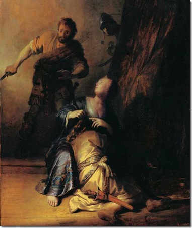 Samson and Delilah (Samson verraden door Delila), 1628, Rembrandt van Rijn 